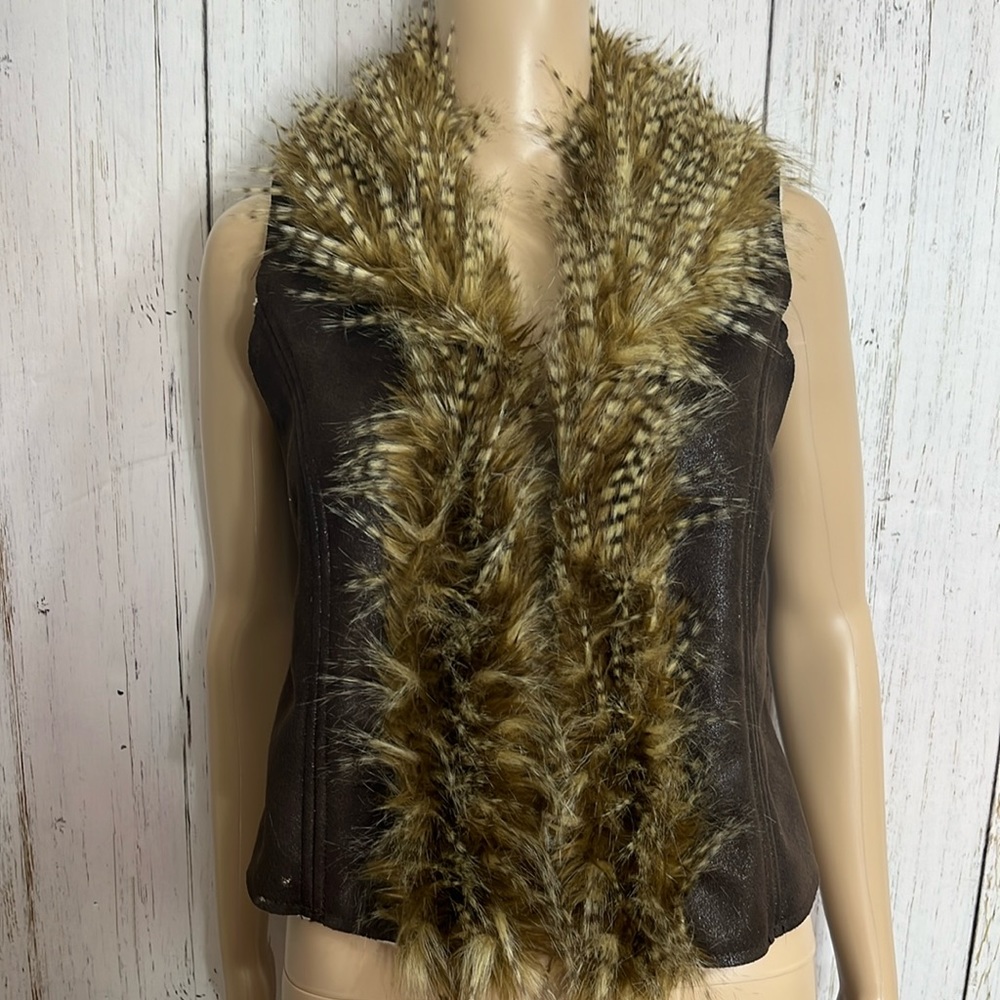 American Rag Cie Faux Suede Vest Size Medium Faux Feathers